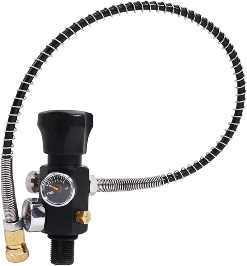 Fenduoer M18x1.5 DIN Valve Scuba Adapter with Dual Gauge,High Pressure 30 Mpa/300bar/4500psi with 24-inch-Long Black Filling Air Hose for HPA Tank,Air Tank,Paintball Scuba Fill Stations,PCP Air Rifle - Image 1